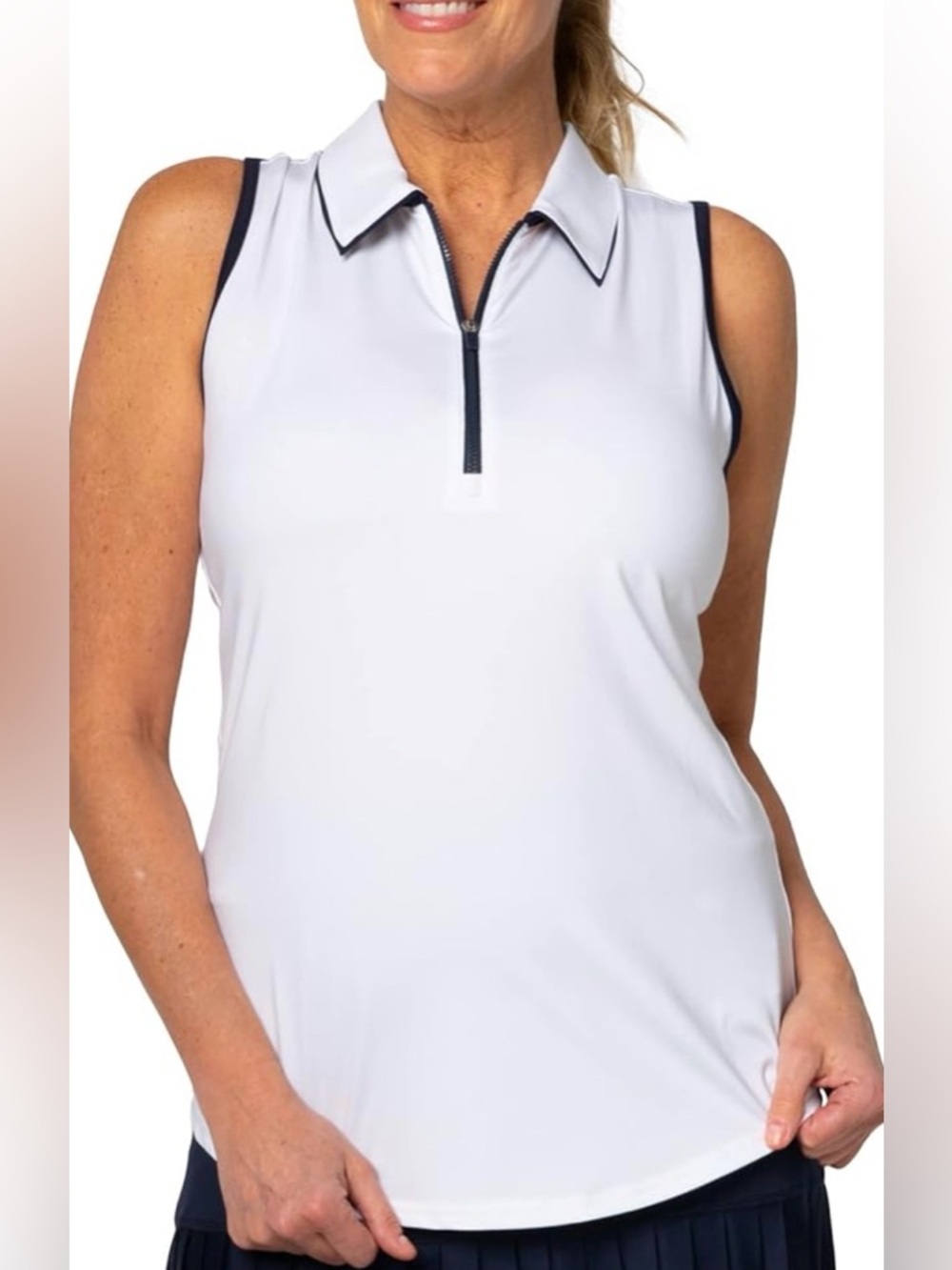 JOFIT Golf Racerback Polo - White/Midnight Blue XL